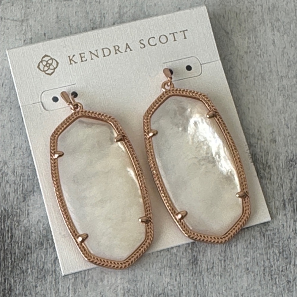 Kendra Scott Danielle Rose Gold and Ivory Mother of Pearl Stone Earrings - Picture 3 of 8